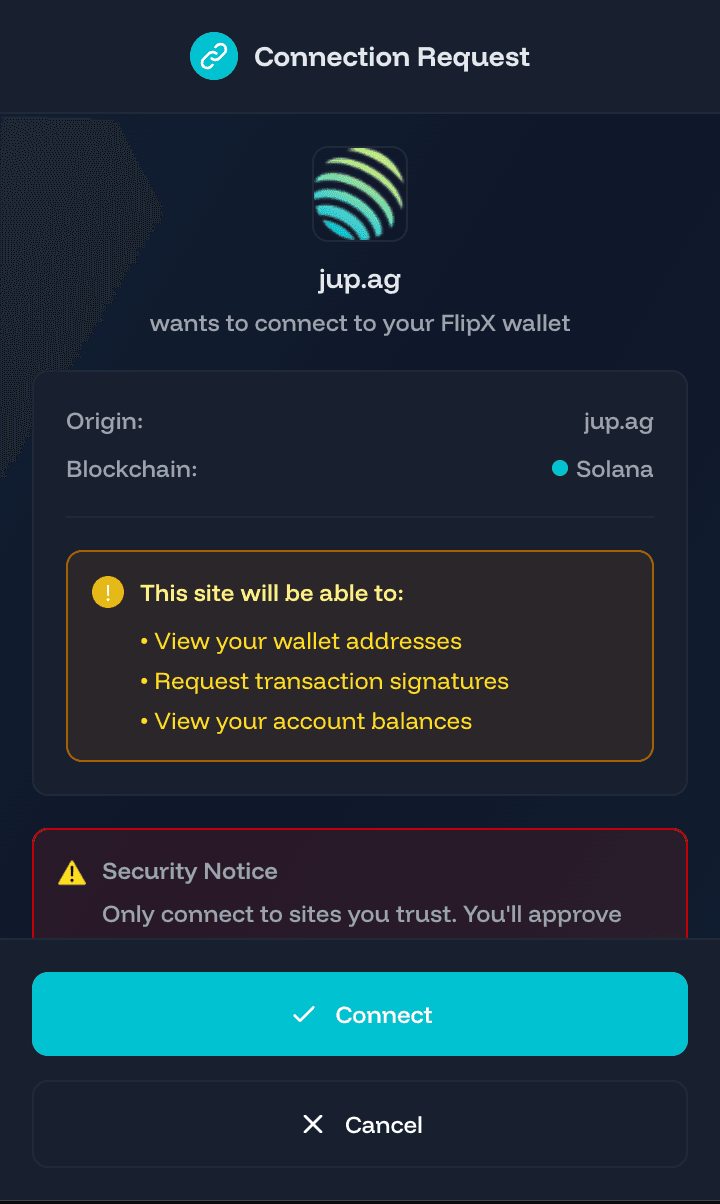 FlipX Chrome Extension - Solana Wallet Connection