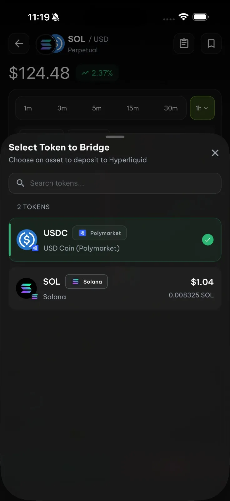 Choose a perps market