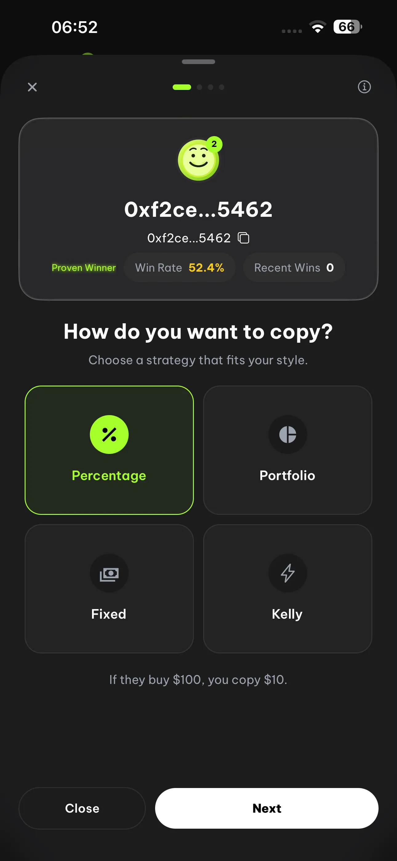 Choose a copy trading method in FlipX